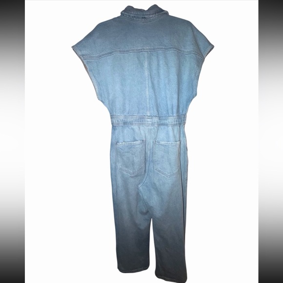 Express Denim Jumpsuit Button Front Utility Romper 90s/Y2K Minimalist One Piece - Picture 6 of 6